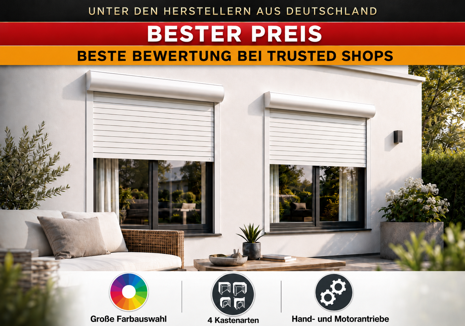 Premium-Rollladen (Aluminium) - Made in Germany - 5 Jahre Garantie* - Bester Preis und beste Bewertung (Trusted Shops) bei Herstellern aus DE
