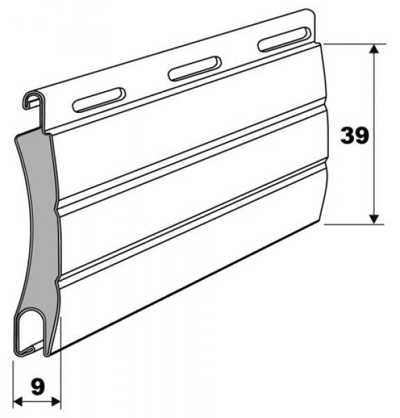 Aluminium-Rollladen-Lamele PA39 ausgeschäumt - Zeichnung